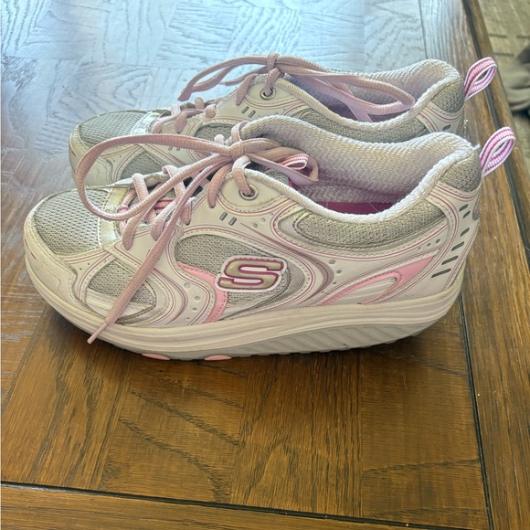 Skechers Light Pink and Cream Shape Up Sneakers - Picture 2 of 8